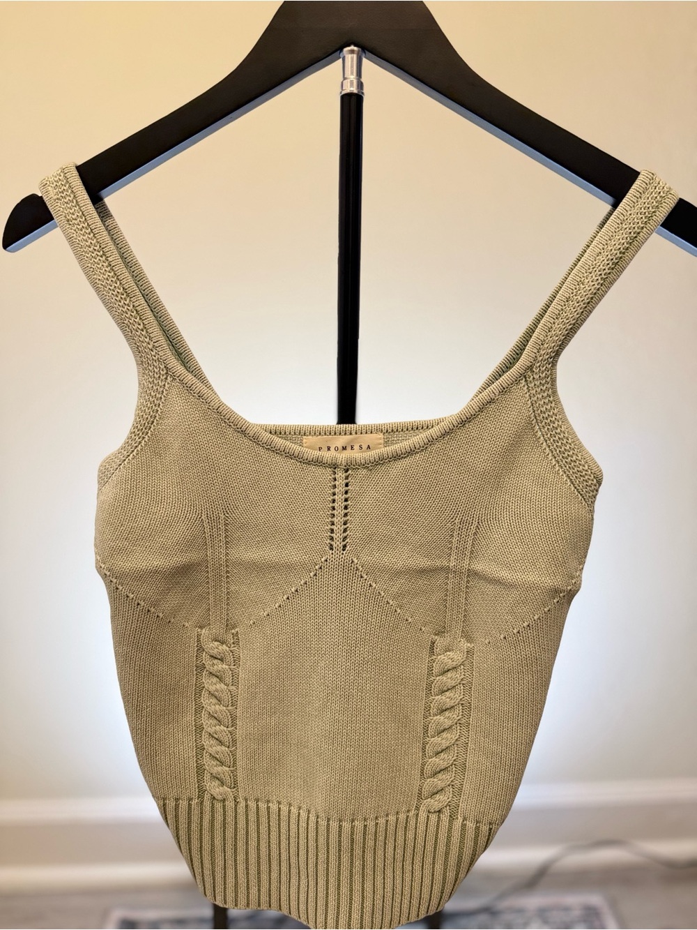 NEW Promesa Seagrass Knit Cable-Detail Tank - small and medium